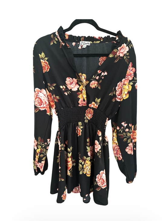 J for Justify Dresses & Skirts - J for Justify Black Floral V-Neck Dress with Peach and Yellow Blooms